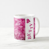 "Betty" Pink Hydrangea Blumenbriefe & Niedliches H Kaffeetasse (VorderseiteRechts)