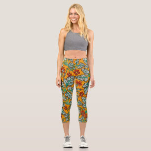 Betty's gelbe Blumen Capri Leggings