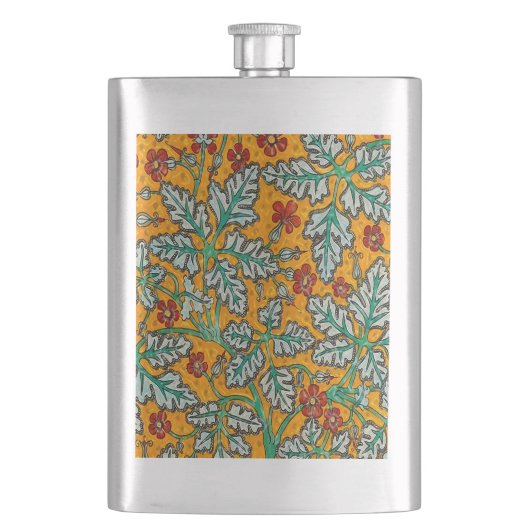 Betty's gelbe Blumen Flachmann (Vorderseite)