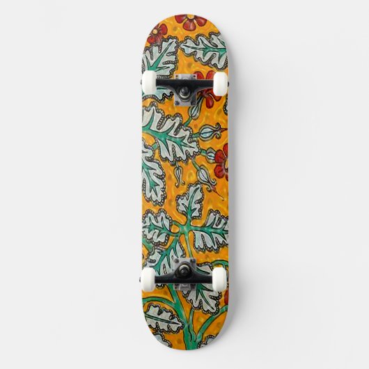 Betty's gelbe Blumen Skateboard (Vorderseite)