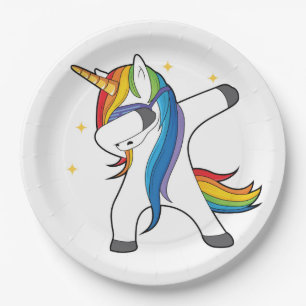 Betupfender Regenbogenunicorn-Papier-Teller Pappteller