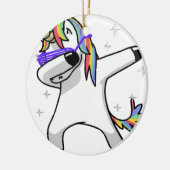 Betupfendes Einhorn Keramik Ornament (Links)