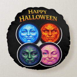 Between four elements, moon faces festive Gothic g Rundes Kissen