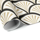 Beuge und Schwarz-Deko abstrakte Blume Muster Geschenkpapier (Rolleneckpunkt)