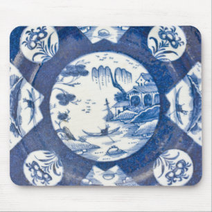 Beugen Sie die blauen u. weißen chinesischen Mousepad