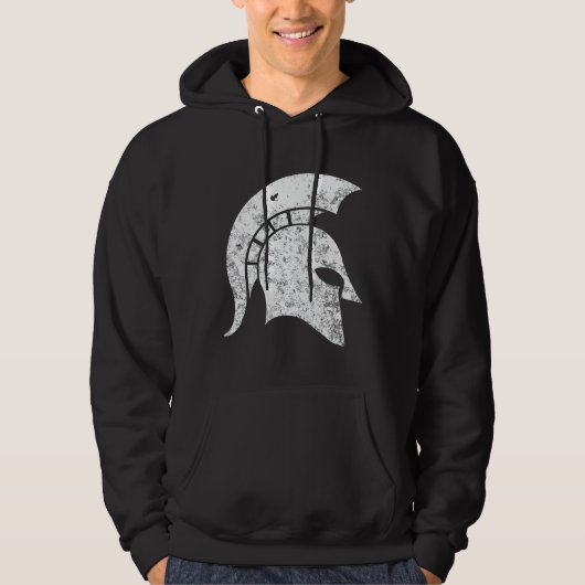 Beunruhigen-Blick spartanischer Kopf (weiß) Hoodie (Vorderseite)