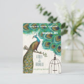 Beunruhigende Pfauengeburt Save the Date Ankündigungspostkarte (Stehend Vorderseite)