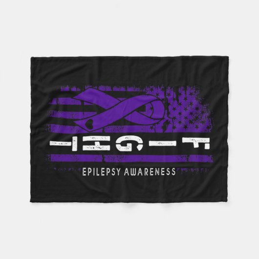 Beunruhigende US-Flagge Lila Ribbon-Epilepsie A Fleecedecke (Vorderseite (Horizontal))