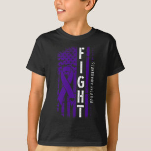 Beunruhigende US-Flagge Lila Ribbon-Epilepsie A T-Shirt