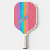 Beunruhigender 80er Neon Sunrise mit Namen gestric Pickleball Schläger (Rückseite)