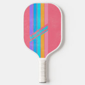 Beunruhigender 80er Neon Sunrise mit Namen gestric Pickleball Schläger (Vorderseite)