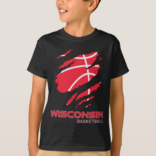 Beunruhigender Basketball Der Badger Staat Zuhause T-Shirt (Vorderseite)