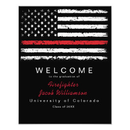 Beunruhigender Red Thin Line American Flag Abschlu Fotodruck