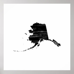 Beunruhigte Alaska-Staats-Kontur Poster