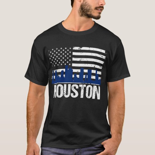 Beunruhigte amerikanische Flagge Houstons Texas T-Shirt (Vorderseite)