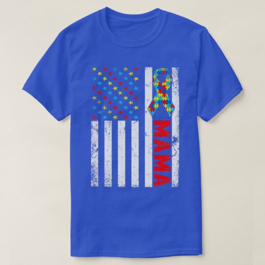 Beunruhigte amerikanische Flagge Mama Autismus Awa T-Shirt (Design vorne)