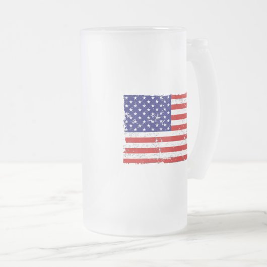 Beunruhigte amerikanische Flaggen-Glas-Tasse Mattglas Bierglas (VorderseiteRechts)