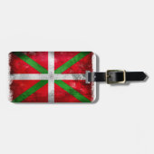 Beunruhigte baskische Flagge der Art: Ikurriña, Gepäckanhänger (Vorderseite horizontal)