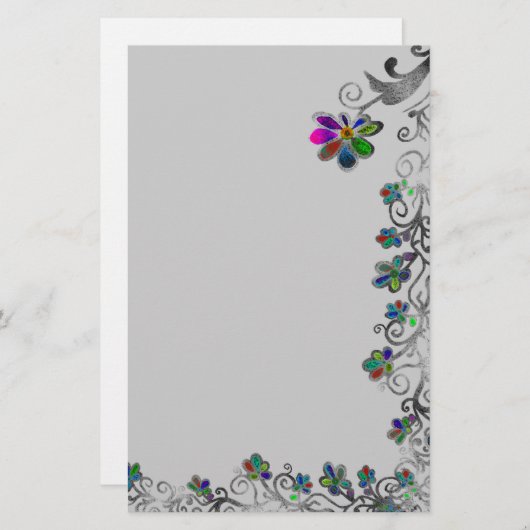 Beunruhigte Blumengrenze Briefpapier (Vorne/Hinten)