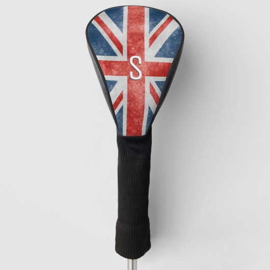 Beunruhigte britische Flagge Mit Monogramm Golf Headcover (Vorderseite)