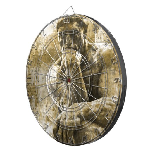 Beunruhigte Bronzestatue Auguste Rodin der Denker Dartscheibe (Vorderseite rechts)