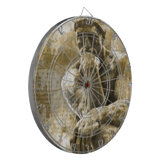 Beunruhigte Bronzestatue Auguste Rodin der Denker Dartscheibe (Vorderseite Links)