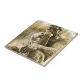 Beunruhigte Bronzestatue Auguste Rodin der Denker Fliese (Seite)