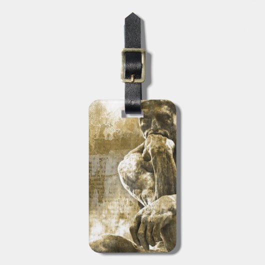 Beunruhigte Bronzestatue Auguste Rodin der Denker Gepäckanhänger (Vorderseite vertikal)