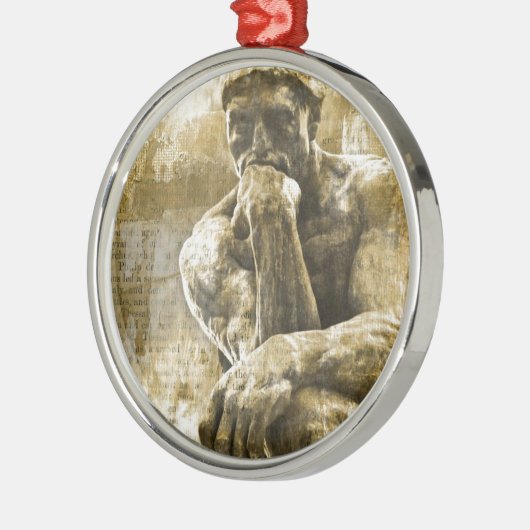 Beunruhigte Bronzestatue Auguste Rodin der Denker Silbernes Ornament (Links)