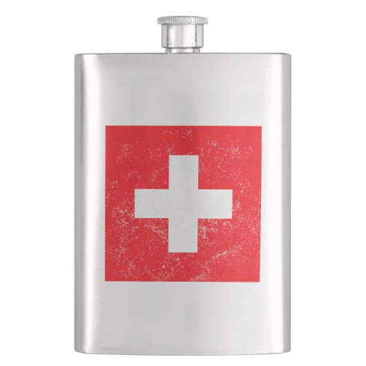 Beunruhigte die Schweiz-Flagge Flachmann (Vorderseite)