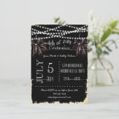 Beunruhigte Feuerwerke 4. von Juli-Party Einladung (Stehend Vorderseite)