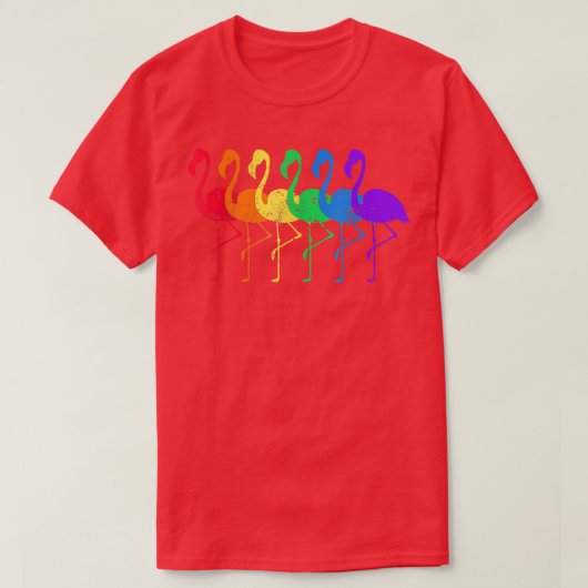 Beunruhigte Flamingo Rainbow LGBT  T-Shirt (Design vorne)