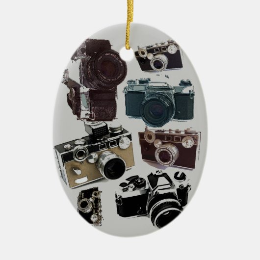 beunruhigte Fotografphotographie Retro Kamera Keramikornament (Vorne)