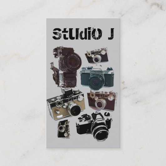 beunruhigte Fotografphotographie Retro Kamera Visitenkarte (Vorderseite)