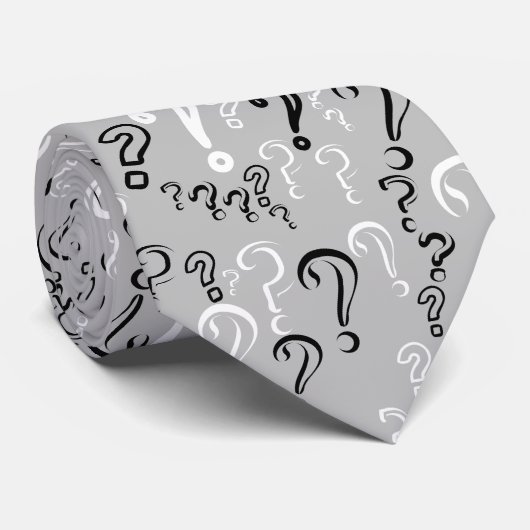 Beunruhigte Fragezeichen-Bindung weiß, schwarz, Krawatte (Gerollt)