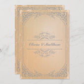 Beunruhigte graue Vintage Rollehochzeit des Einladung (Vorne/Hinten)