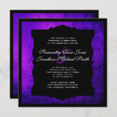 Beunruhigte lila gotische Hochzeits-Einladung Einladung (Vorne/Hinten)