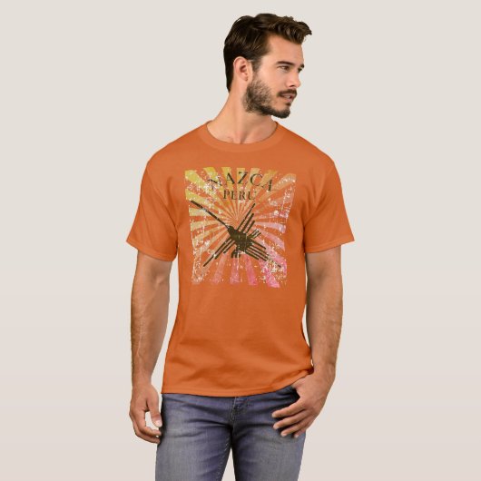 Beunruhigte Nazca Peru Hummingbird Retro Sunset T-Shirt (Vorne ganz)