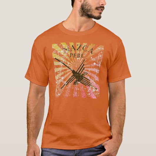 Beunruhigte Nazca Peru Hummingbird Retro Sunset T-Shirt (Vorderseite)