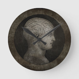 Beunruhigte Phrenologie-Uhr Runde Wanduhr