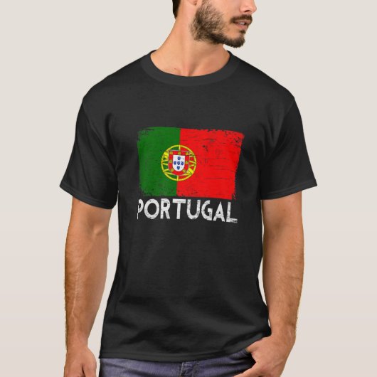 Beunruhigte portugiesische Flagge Männer Frauen Ki T-Shirt (Vorderseite)