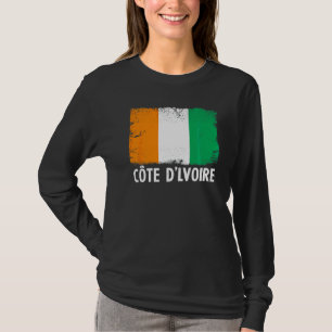 Beunruhigte Retro Côte d'ivoire Flag Patriotic T-Shirt