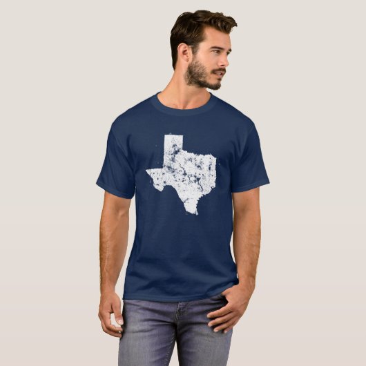 Beunruhigte Staats-Karten-Silhouette von Texas T-Shirt (Vorne ganz)