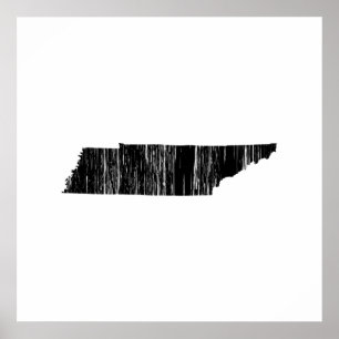 Beunruhigte Tennessee-Staats-Kontur Poster