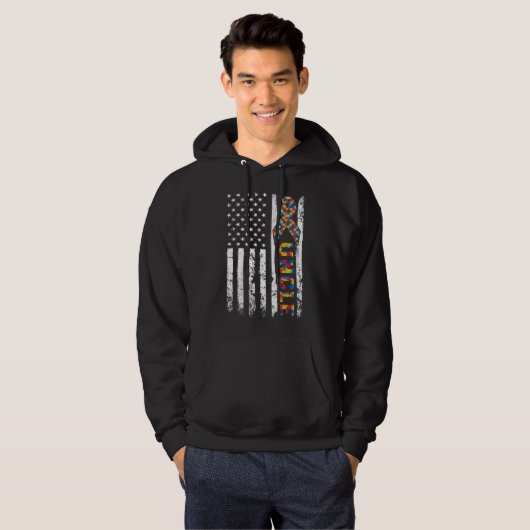 Beunruhigte US-Flagge Autismus Onkel Awareness Aut Hoodie (Vorne ganz)
