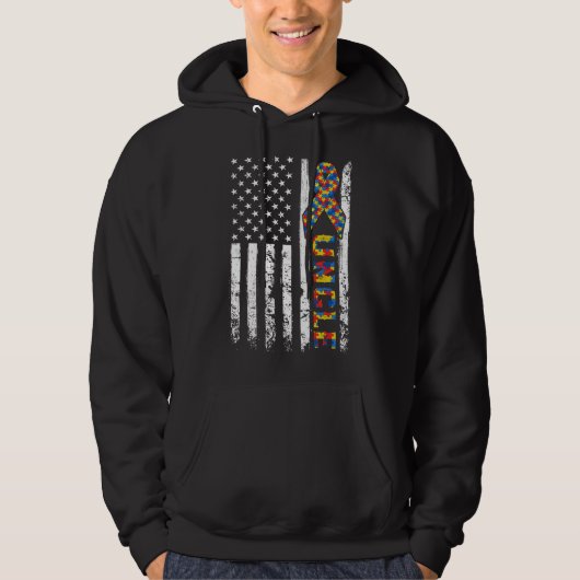 Beunruhigte US-Flagge Autismus Onkel Awareness Aut Hoodie (Vorderseite)