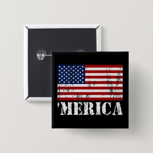 Beunruhigte US-Flagge 'MERICA Button (Vorne & Hinten)