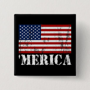 Beunruhigte US-Flagge 'MERICA Button