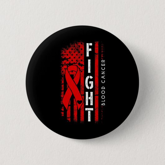 Beunruhigte US-Flagge Red Ribbon Kampf Blutkrebs Button (Vorderseite)