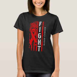 Beunruhigte US-Flagge Red Ribbon Kampf Blutkrebs T-Shirt